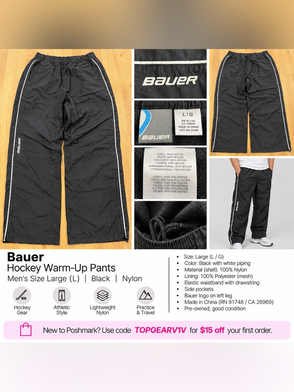 Bauer
Hockey Warm-Up Pants
Men's Size Large (L)